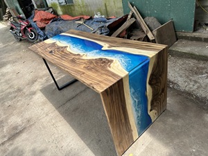 Table en résine bleue pour salon, comptoir de bar ou décoration intérieure, options de couleur OEM, design 3D, nouvelle commande, contactez-nous - Product Image 2
