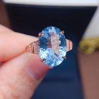 Nouveau Design délicat bonne chance 925 argent Sterling coupe ovale topaze naturelle bague en pierre pour les femmes en gros