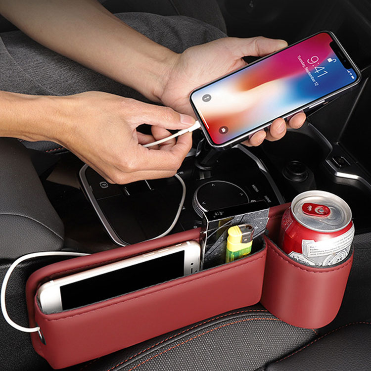 Qeepei Car Seat Gap Filler Storage Box with Cup Holder - Front Seat Side Organizer | Qeepei Auto (Ni
