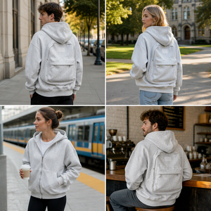 Sudadera con Capucha de Viaje al por Mayor, Diseño Funcional con Bolsillo Trasero, Capucha con Cordón Ajustable, Logotipo Personalizado, Proveedor de Ropa Urbana - Product Image 2
