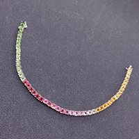 Bracelet tennis en tourmaline naturelle personnalisé, en argent sterling 925, hypoallergénique, vente en gros, bijoux fins arc-en-ciel, offre spéciale usine
