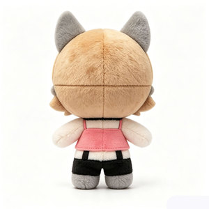 Peluche Personalizzato di Gatto <span class=keywords><strong>Anime</strong></span> OEM ODM, Simpatico Personaggio dei Cartoni Animati in Maglietta Rosa e Pantaloni Neri, Regalo per Fan - Product Image 5