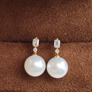 UM Jewelry 925 Silver Gold Plated <b>Stud</b> <b>Earrings</b> Wholesale Freshwater Pearl Unisex <b>Men</b> Women Anniversary Daily Gift - Product Image 2