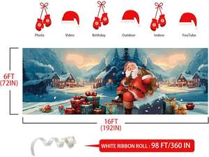 Bannière de porte de <span class=keywords><strong>garage</strong></span> Père Noël, grande peinture à l'huile de Noël, toile de fond de Noël pour la décoration de fête, vente en gros d'articles de Noël - Product Image 4