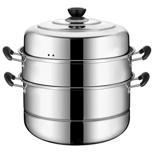 Stainless Steel Steamer Induction Pans Convenient Kitchen Cookware Useful Steaming Pot Stackable Double Layer Home