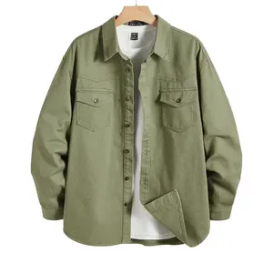 Casual men's shirts long sleeve green denim long sleeve shirts for men