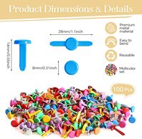100 Piezas de Pasadores Multicolores de 8*14mm, Sujetadores de Papel para Scrapbooking, Manualidades y DIY