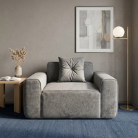 Zeitgenössisches 2-Sitzer-Sofa, geradlinig, mit breiten Armlehnen, schlichtes, solides Sofa für die Dekoration des Familienwohnzimmers