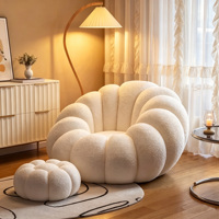Venta Directa de Fábrica, Sofá Sherpa en Forma de Calabaza con Estructura Compresible, Ecológico y Duradero, Sofá Individual para Sala de Estar de Apartamento