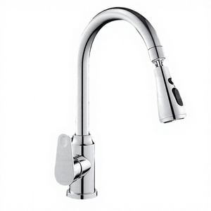 Robinet de cuisine en laiton avec douchette extractible télescopique, mitigeur eau chaude/froide, fonction lavage vaisselle à deux vitesses, poignée unique - Product Image 4
