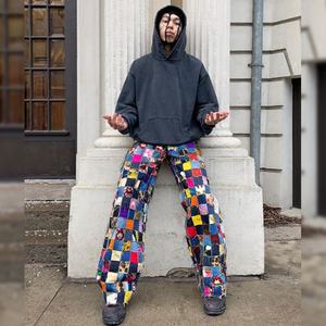 بنطلون رجالي مرقع مخصص من AeeDenim ، بنطلون Y2k رجالي فضفاض كلاسيكي للرجال تالف ، جينز جديد فضفاض رخيص متعدد الألوان - Product Image 4