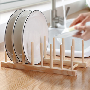 Non-Folding Floor Type Wooden Draining Rack &amp; Bowl Dish <strong>Storage</strong> Single <strong>Unit</strong> for <strong>Kitchen</strong> - Product Image 3