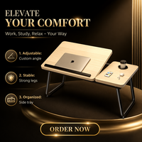 Table de lit pliable réglable en hauteur, support de bureau portable en bois pour le travail, les études, la maison, le bureau, la chambre à coucher, le dortoir