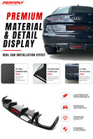 Kit carrosserie Perfiply en fibre de carbone véritable, style KB, diffuseur de pare-chocs arrière avec éclairage LED pour Audi A6 S6 C7 C7.5 2012-2015