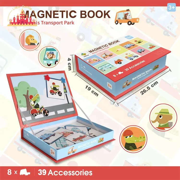 Новый дизайн, развивающая игра-головоломка, мультяшное животное, магнитная книга для детей SL14D016