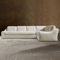 Canapé d'angle Jennifer à dossier bas et accoudoir droit, en tissu de performance, sur mesure, de luxe, moderne, pour salon et hôtel