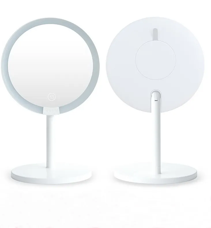 Thông minh trang điểm gương tròn Magnifying Máy tính để bàn phòng tắm gương mini LED thắp sáng Dimmer Vanity gương biểu tượng tùy chỉnh có sẵn