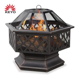 Acier forgé dernière conception Patio <span class=keywords><strong>jardin</strong></span> <span class=keywords><strong>Barbecue</strong></span> hexagone foyer extérieur <span class=keywords><strong>barbecue</strong></span> <span class=keywords><strong>cheminée</strong></span> avec écran d'étincelle - Product Image 1