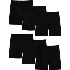 Shorts décontractés pour femmes, taille haute élastique, coupe régulière, en maille noire unie, respirants, écologiques, style moto et biker - Product Image 1