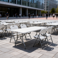 Table pliante en plastique de 6 pieds, moulée par soufflage en HDPE, avec pieds en acier, directement de l'usine, pour hôtel et salle de banquet