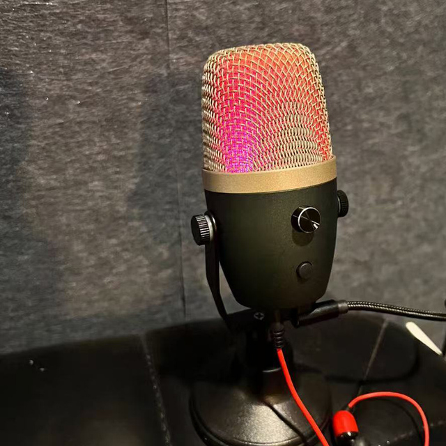 USB RGB Gaming Microphone for PC Desktop Condenser Mic with Headphone Monitor Jack