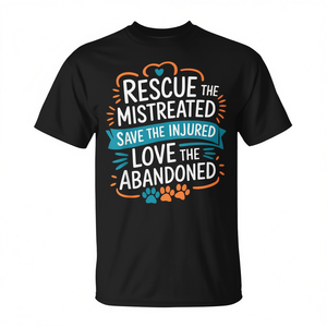 Camiseta de rescate de perros y gatos: Rescata a los maltratados, salva a los heridos, ama a los abandonados - Product Image 2