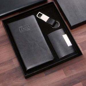Executive Gift <b>Set</b> PU Leather Branded <b>Notebook</b> Digital Printing Keychain Card Holder for Corporate Branding Promotional - Product Image 1