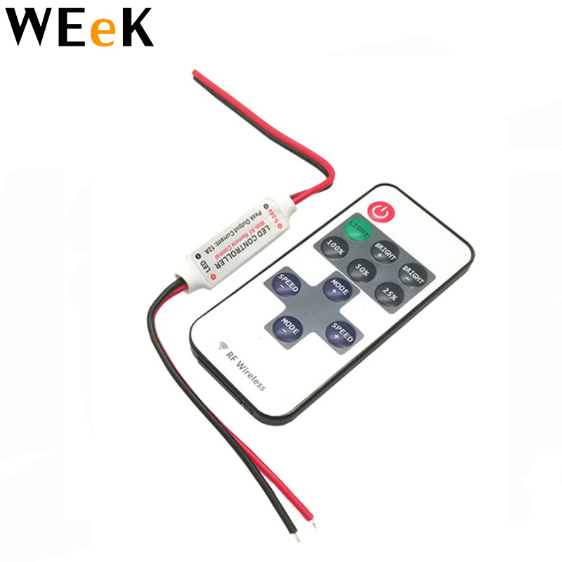 Контроллер светодиодной ленты 11key беспроводной DC5-24V мини Диммер RF пульт дистанционного управления для одноцветной светодиодной ленты, 5050 3528