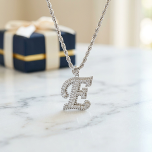 Collier Pendentif Lettre E en Argent avec Diamant de Laboratoire, Fermoir Rose, Chaîne, Bijou Personnalisé, Breloque Initiale, Mariage - Product Image 2