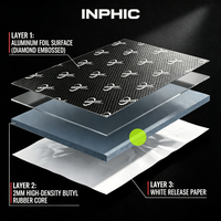 Tapis insonorisant en caoutchouc butyle et feuille d'aluminium auto-adhésif INPHIC, 2 mm, résistant aux températures élevées/basses, pour vibrations et bruit de véhicules automobiles