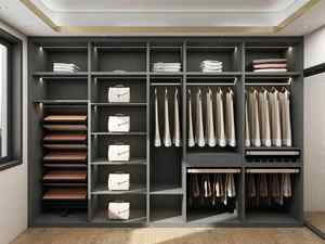 Dressing moderne de luxe | Système de placard modulaire en bois gris foncé personnalisé avec éclairage LED - Product Image 5