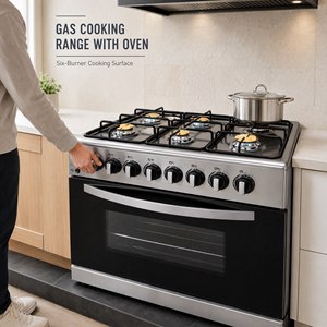 Cuisinière à gaz autonome X 6 brûleurs en acier inoxydable avec <span class=keywords><strong>four</strong></span>, cuisinière à gaz multifonction avec <span class=keywords><strong>four</strong></span> intégré - Product Image 6