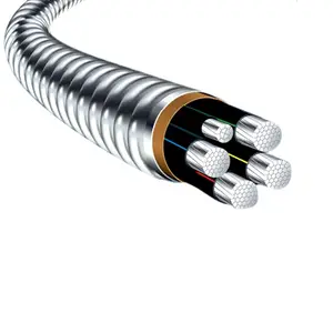 UL1569 Metal Clad Cable Mc Electrical BX Wire AC90 Armored AIA Aluminum Interlock Direct Burial Armor 12/2 In Residential