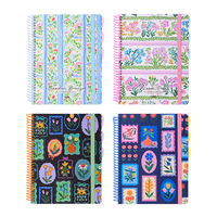 Cuaderno Espiral con Ilustraciones Florales Garden Breeze A4, 100 Hojas, con Banda Elástica y Separadores
