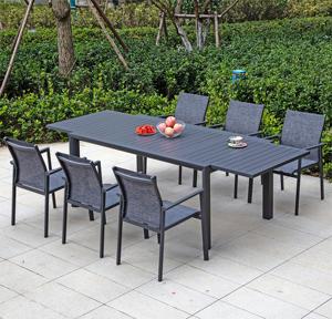 Modern Aluminum Frame Outdoor Dining <strong>Set</strong> 7 <strong>Pieces</strong> Rectangular Slat Table and <strong>6</strong> Chairs <strong>Garden</strong> <strong>Furniture</strong> <strong>Set</strong> for Patio Villa - Product Image 5