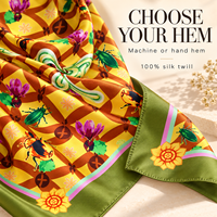 Foulard carré en twill de soie pure 18 Momme avec impression personnalisée recto-verso 36x36 pouces pour marques de boutiques