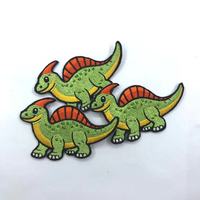 Patchs brodés thermocollants personnalisés en gros, motif dinosaure vert Kawaii, pour vêtements de bébé et chapeaux, applique à coudre