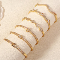Vente en gros Bracelet à ongles haut de gamme pour femmes polyvalent léger luxe cuivre incrusté de zircon mode Bracelets à maillons de chaîne