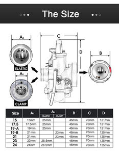 摩托车化油器套件15/17.5/19/21/23/24毫米化油器Mofa Bravo轻便摩托车Ciao，Boxer，Bravo 50 - Product Image 5