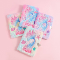 Carnet en peluche queue de sirène de dessin animé, papeterie étudiante, joli carnet de notes pour filles avec cadenas, cadeaux de récompense scolaire
