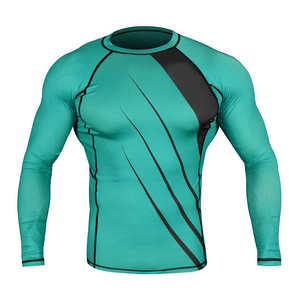 Sublimated <b>Compression</b> Gym Rash Guard Long Sleeves Breathable Nylon <b>Shirt</b> with Sun Protection Custom Logo <b>Men</b> <b>Compression</b> <b>shirts</b> - Product Image 1