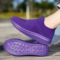 Chaussures de sport respirantes à plateforme pour femmes, avec empeigne en maille, soutien de la voûte plantaire, amorti anti-fatigue, collection Printemps, toutes tailles OEM