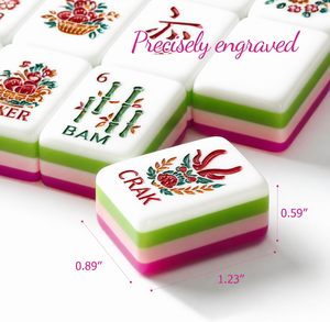 Fichas de Mahjong Americanas Personalizadas, Acrílicas de 4 Capas en Rojo Rosa con Caras Grabadas de Otoño y Arándanos - Product Image 2