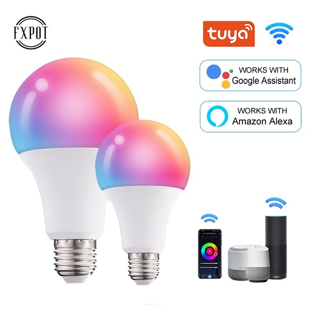 Fxpot A19 Smart LED Light Tuya Remote App Control RGB Color-Changing SMD 10W Bulb B22 Base Hot Selling AC Wifi Smart Bulb Light