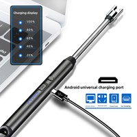 Briquet à Impulsions USB Rechargeable en Métal Rotatif à 360 Degrés pour Cuisine Voyage Allumage de Bougie Chaude