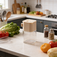Longstart T-6098 Distributeur de sel 2-en-1 en verre, anti-fuite, avec couvercle en plastique non toxique, capacité 180 ml, récipient de cuisine moderne