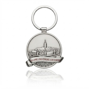 Portachiavi Rotondo con Paesaggio Urbano, Ciondolo in Metallo 3D con Castello Tedesco in Rilievo, Souvenir di Viaggio <span class=keywords><strong>Leuchtenburg</strong></span> 800 Anni - Product Image 1