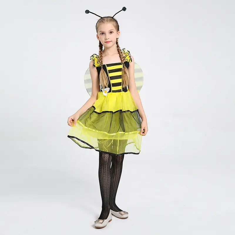 Carnaval Masquerade Ball Party Dress Up Outfit Bumble Bee Dress Cute Bee Costume para niñas