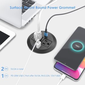 Desktop Power Grommet Desktop Power Grommet Stopcontact/Verzonken Stekkerdoos Met 2 Usb En 1 Type-C, 20W Pd Snel Opladen - Product Image 3