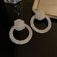 925 argent aiguille à la mode exagéré plaqué or cristal strass boucle d'oreille pour les femmes Bling luxe mode bijoux boucles d'oreilles
